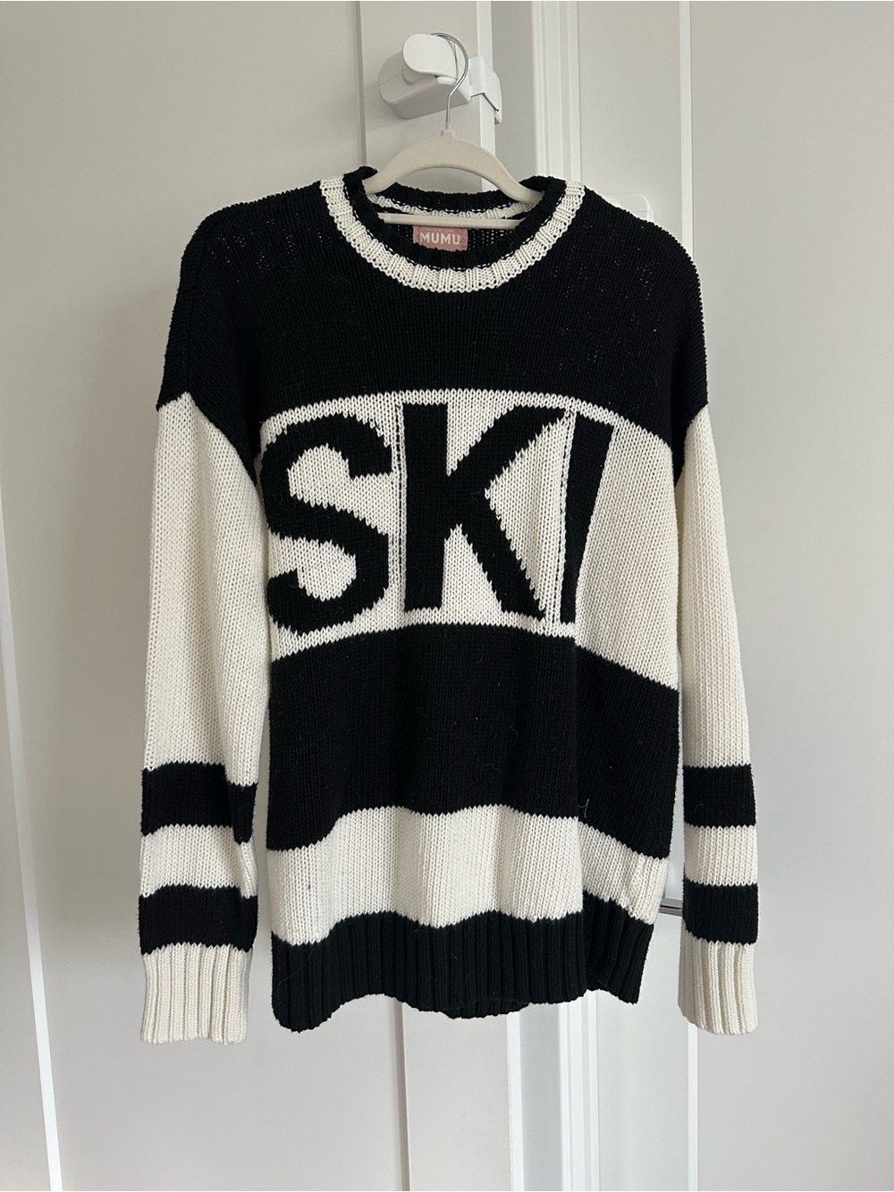 Show Me Your MuMu Black and White 'SKI' Knit Sweater